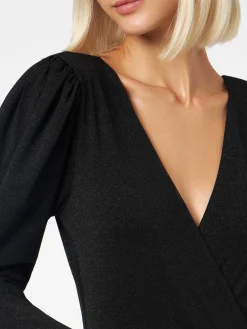 Costume intero/bodywear nero glitterato lavorato a maglia