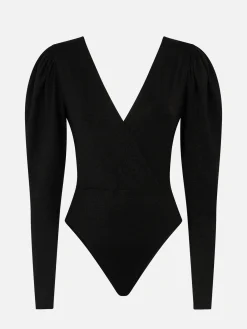 Costume intero/bodywear nero glitterato lavorato a maglia