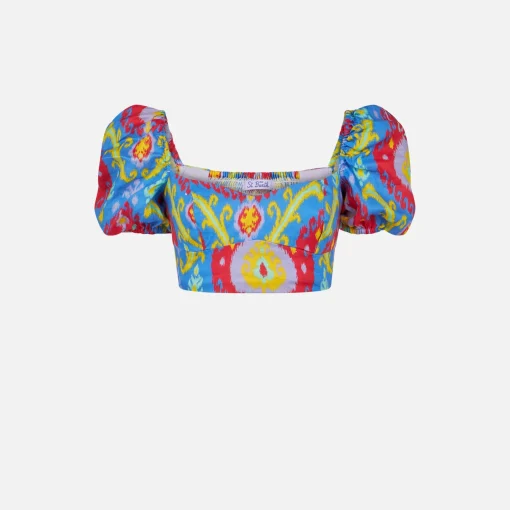 Crop top con stampa ikat