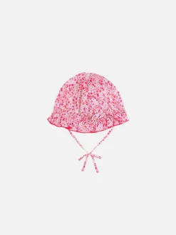 Cuffia per neonata in tessuto rosso Liberty