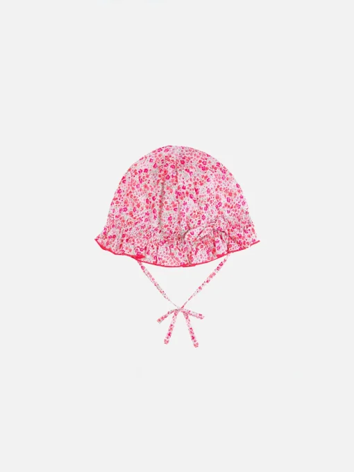 Cuffia per neonata in tessuto rosso Liberty