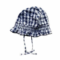 Cuffia per neonata stampa vichy blu