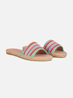 Espadrillas da donna con righe all'uncinetto