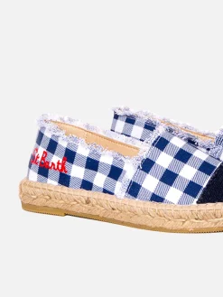 Espadrillas in canvas stampa vichy con ricamo