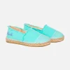 Espadrillas in tela verde acqua con ricami