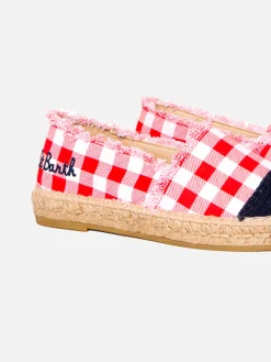 Espadrillas in tela vichy con ricamo