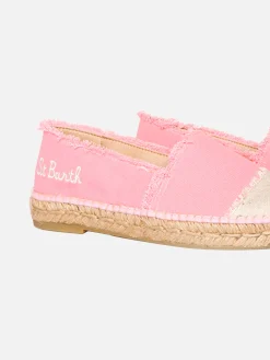 Espadrillas rosa in tela con ricami