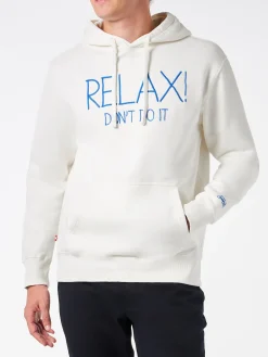 Felpa bianca da uomo con ricamo Relax Don't do it