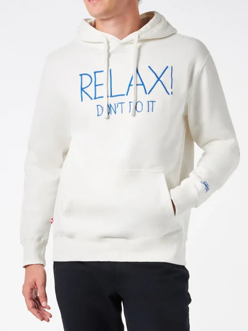 Felpa bianca da uomo con ricamo Relax Don't do it