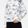 Felpa da donna in felpa con stampa toile de jouy