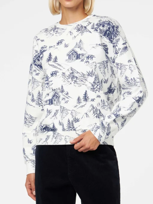 Felpa da donna in felpa con stampa toile de jouy