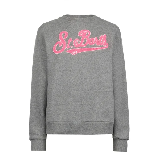 Felpa da donna in felpa con logo in spugna rosa