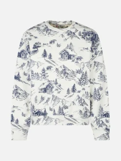Felpa da donna in felpa con stampa toile de jouy