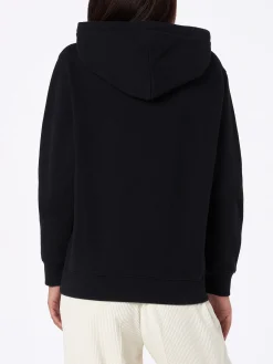 Felpa da donna nera Virginia con strass