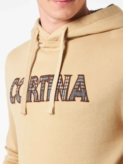 Felpa da uomo beige con patch Cortina