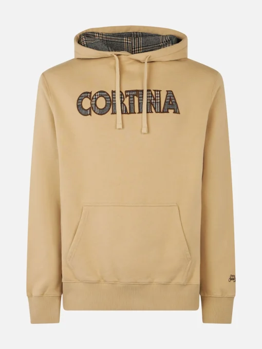 Felpa da uomo beige con patch Cortina