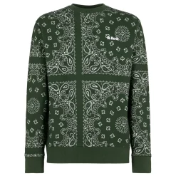 Felpa da uomo girocollo con stampa bandana verde