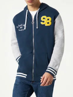 Felpa da uomo in cotone con patch e ricami