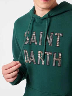 Felpa da uomo verde con patch Saint Barth