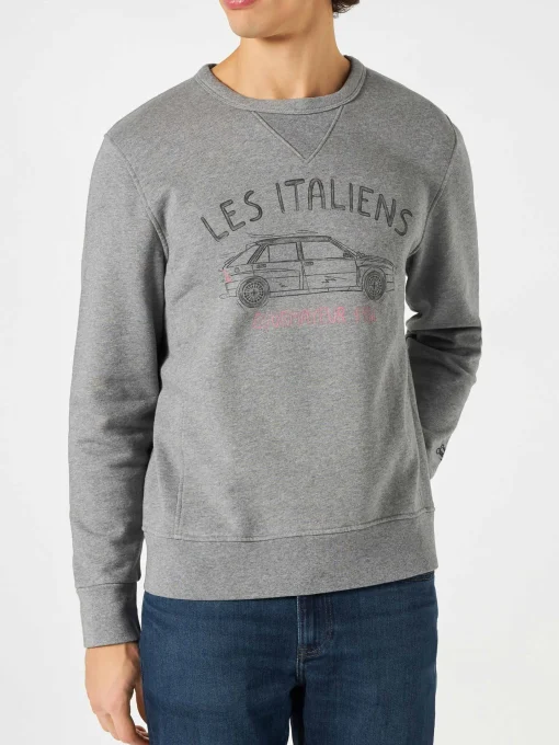 Felpa in cotone con stampa Les Italiens