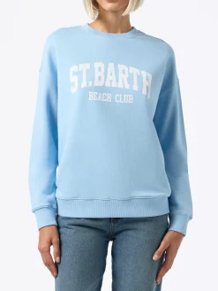 Felpa Stardust azzurra con stampa "St Barth beach club"