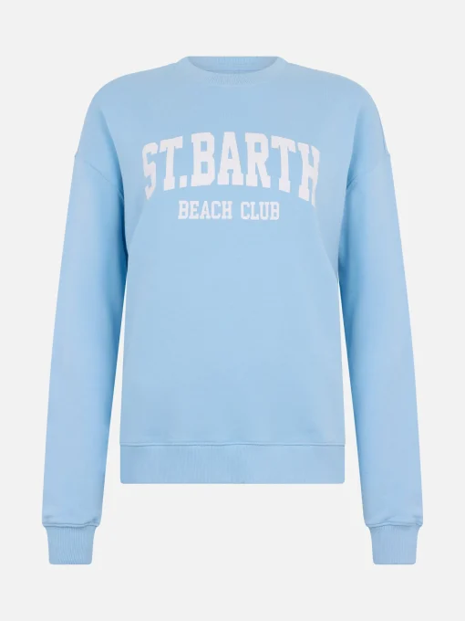 Felpa Stardust azzurra con stampa "St Barth beach club"