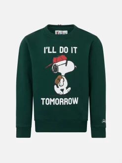 Felpa verde girocollo da bambino con stampa Snoopy | EDIZIONE SPECIALE SNOOPY PEANUTS™