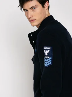 Field jacket in maglia con toppa