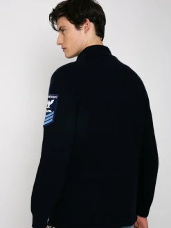 Field jacket in maglia con toppa