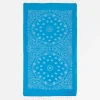 Fouta in morbido jacquard bluette con stampa bandana