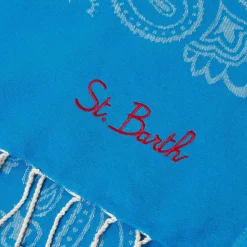 Fouta in morbido jacquard bluette con stampa bandana