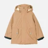 Giacca a vento beige con cappuccio da bambino
