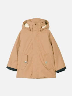 Giacca a vento beige con cappuccio da bambino