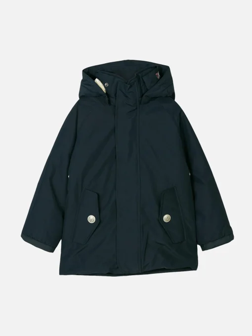 Giacca a vento blu navy con cappuccio da bambino