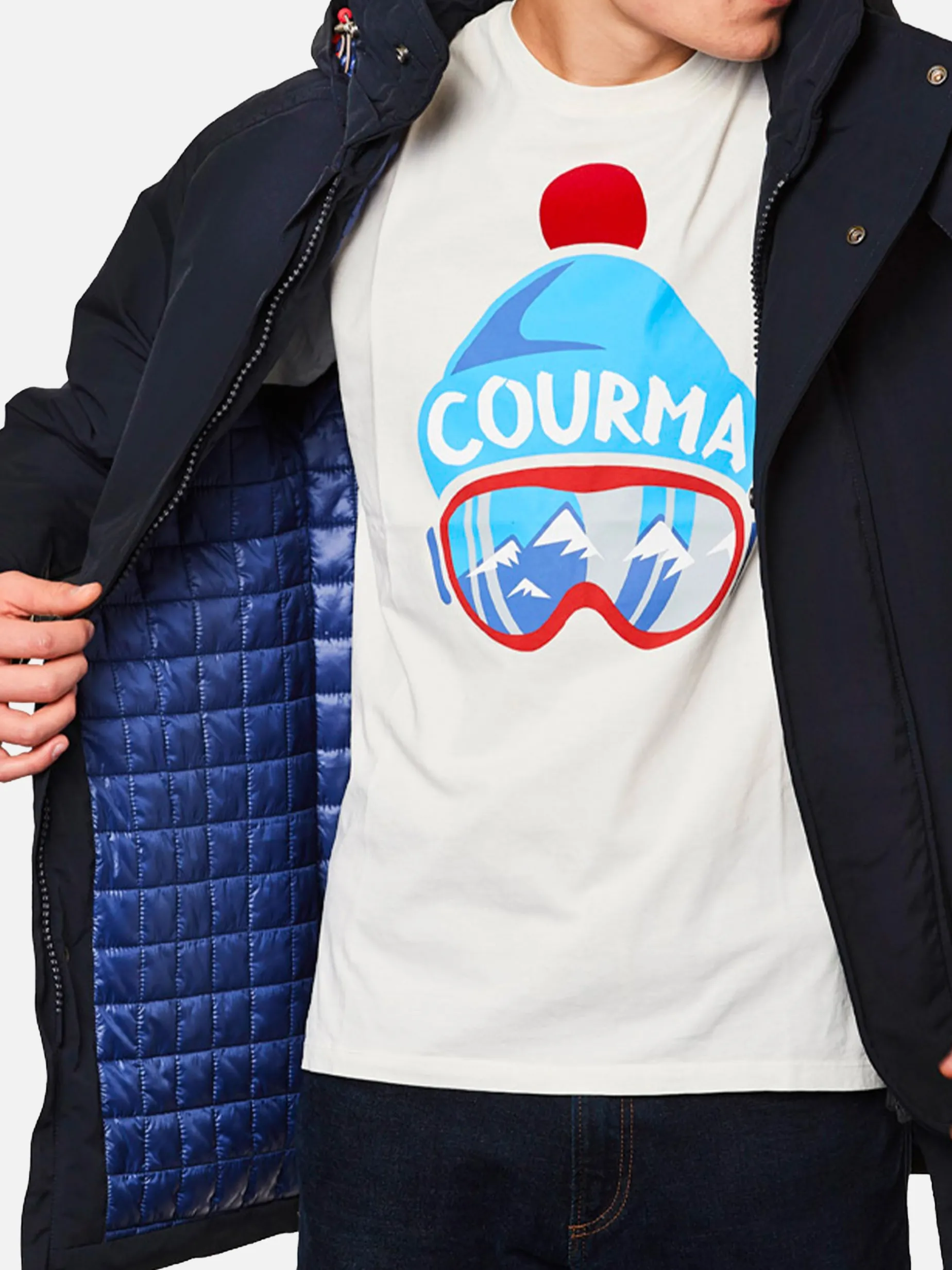 Giacca a Vento con Cappuccio Blu Navy per Uomo