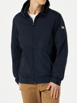 Giacca a vento di peso medio con zip blu navy