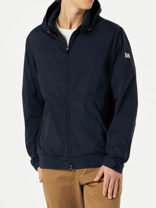 Giacca a vento di peso medio con zip blu navy