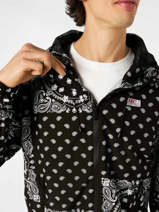 Giacca a vento leggera da uomo con cappuccio e stampa bandana