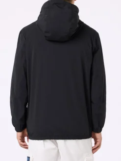 Giacca a vento leggera in tessuto nero con cappuccio da uomo Sloop