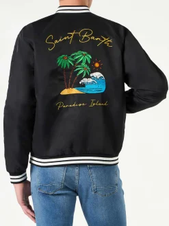 Giacca nera da uomo ricamo isola di Saint Barth
