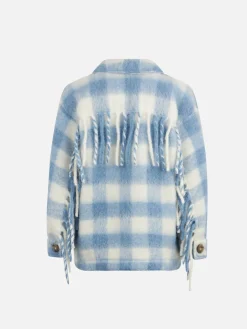 Giacca overshirt da bambina con frange