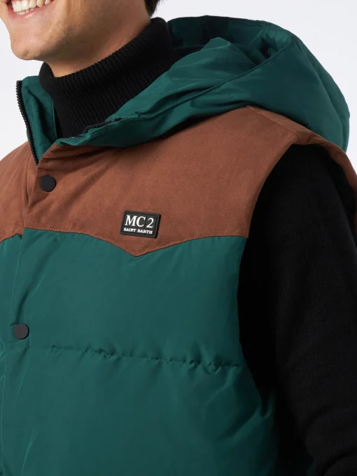 Gilet da uomo in piumino verde