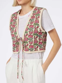 Gilet imbottito da donna ricamato