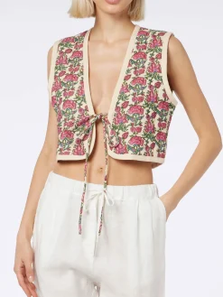 Gilet imbottito da donna ricamato