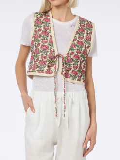 Gilet imbottito da donna ricamato