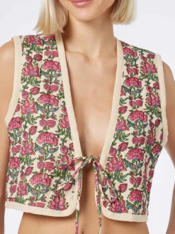 Gilet imbottito da donna ricamato