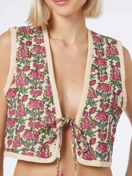 Gilet imbottito da donna ricamato