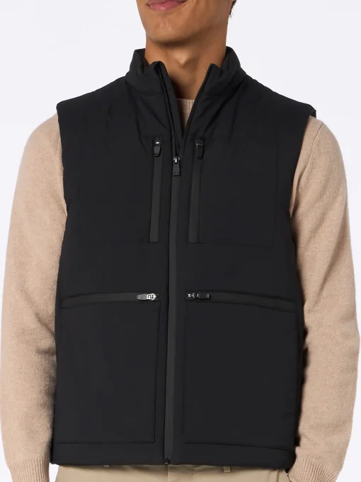 Gilet imbottito in tessuto elasticizzato nero da uomo Vonn