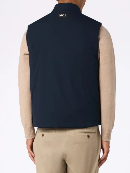 Gilet imbottito in tessuto elasticizzato blu navy da uomo Vonn
