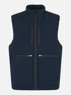 Gilet imbottito in tessuto elasticizzato blu navy da uomo Vonn